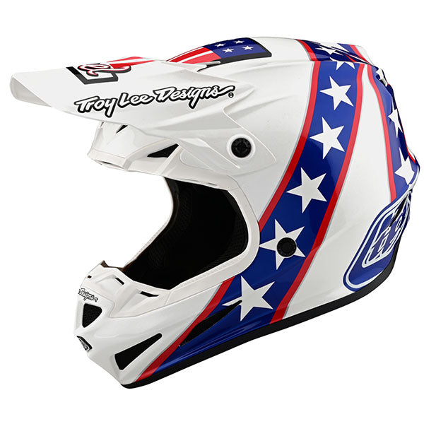 Image of Troy Lee Designs SKU 1019900 SE4 Composite LE Evel Knievel Helmet Size: MD Colors: White (SKU 1019900)