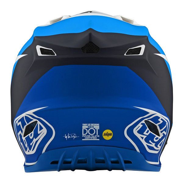 Image of Troy Lee Designs SKU 1128770 SE4 Polyacrylite Yamaha L4 Helmet (Youth) Size: YMD Colors: White/Blue (SKU 1128770)