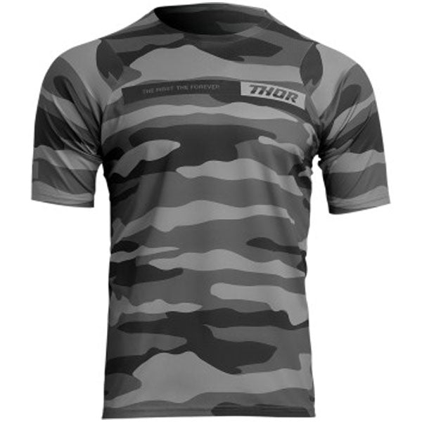 Product image of Thor - Assist Camo Jersey (MTB) SKU:50200025 | Colors: Gry, 2X | Sizes: SM–XL | Designed for Mountain Bike, BMX and E-Bike riders | Available at BTO Sports