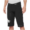 Studio photo showcasing 100%, R-Core X Shorts (MTB), SKU 50010167, color Black, sizes 28–38, Designed for Mountain Bike, BMX and E-Bike riders
