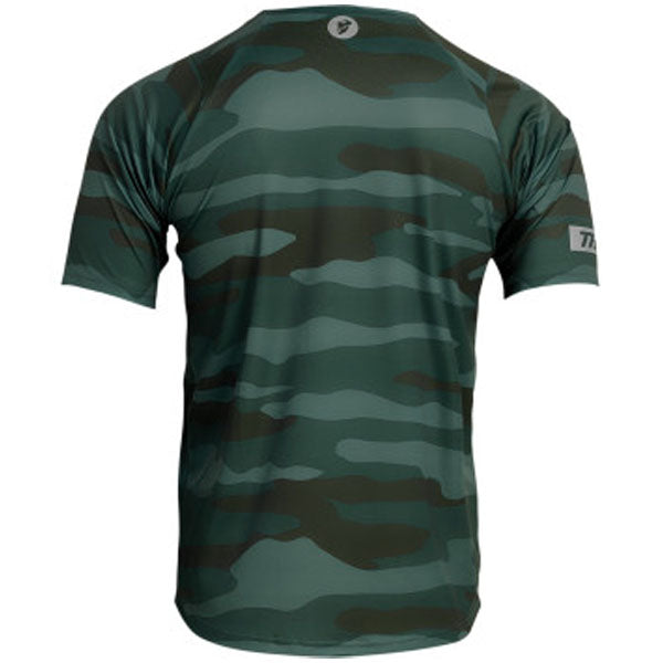 Product image of Thor - Assist Camo Jersey (MTB) SKU:50200020 | Colors: Camo Green, 2X | Sizes: SM–XL | Designed for Mountain Bike, BMX and E-Bike riders | Available at BTO Sports
