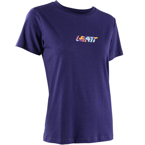 Crisp studio image on a white background of Leatt Core T-Shirt (Womens); showing tee fit, printed graphics, and crew neckline; SKU 50260815