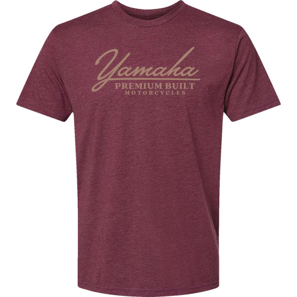 Professional studio photo of Yamaha Apparel Yamaha Racing Premium Built Tee; showing tee fit, printed graphics, and crew neckline; SKU 3030251