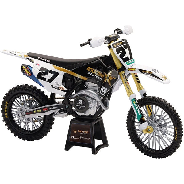 Product image | New Ray Toys - Rockstar Husqvarna Malcolm Stewart Team Bike 1:12 Scale | SKU: 959-0168 detailed die-cast toy model for collectors and kids | Available at BTO Sports