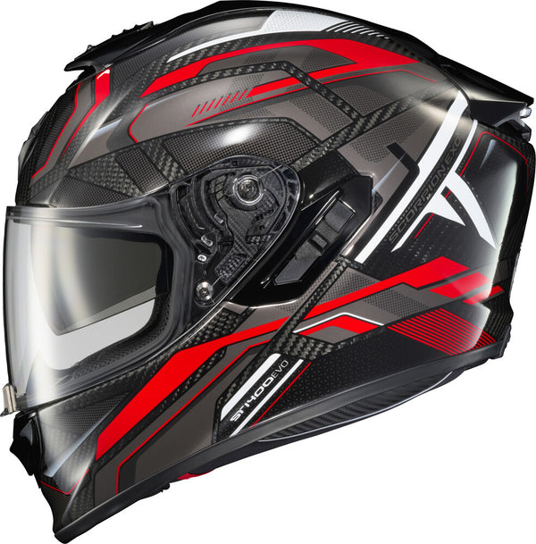 Scorpion EXO - EXO-ST 1400 Evo Carbon Hex Helmet, motorcycle helmet, front three-quarter view, color options: 2XL, LG, MD, SM, XL, sizes: Gloss Blue, Gloss Red, Matte Blue, Matte Grey