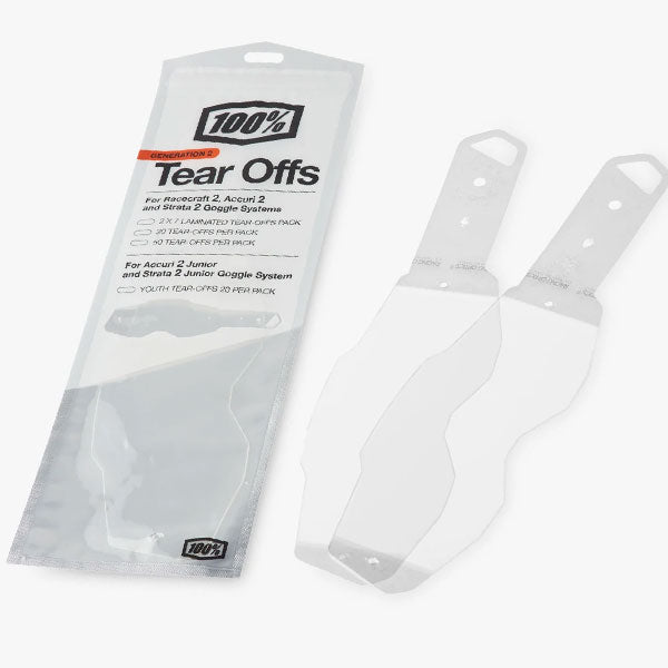 Product photo of 100%, Racecraft / Strata / Accuri 2 Laminated Tear-Offs, Goggle Tear-Offs, SKU 610-6065