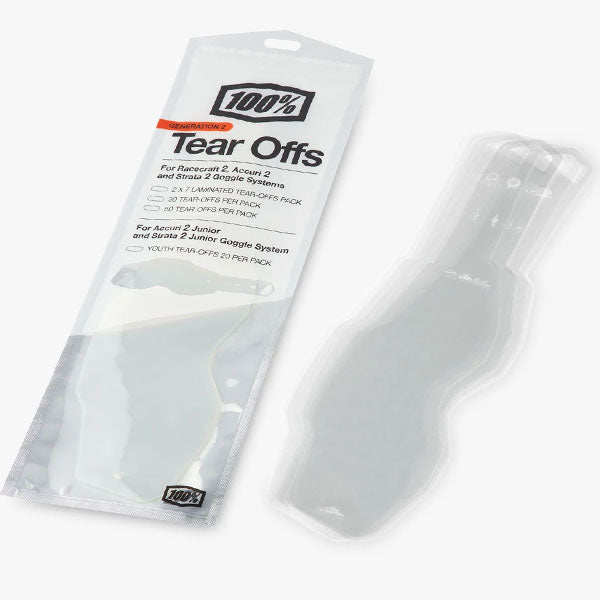 Product photo of 100%, Racecraft / Strata / Accuri 2 Standard Tear-Offs, Goggle Tear-Offs, SKU 610-6063
