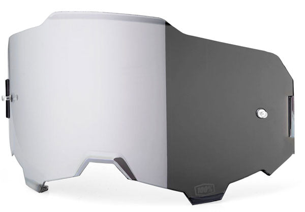 Studio photo of 100%, Armega Goggle Lens, Tear-Off Accessories, Goggle Tear-Offs, SKU 5804210400, color options Blue Lens, Yellow  Lens, Smoke Lens, Clear Lens, Dark Smoke Lens, Persimmon Lens, Red Mirror Lens, Silver Mirror Lens and more