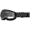 Studio image highlighting 100%, Strata 2 Goggle (Clear Lens) (Youth), Goggles, SKU 610-5146, color options Black, Neon Yellow, Neon Orange, Pink, White, Red, Blue, Yellow and more