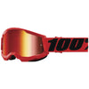 Catalog studio image of 100%, Strata 2 Goggle Sale (Mirror Lens) (Youth), Goggles, SKU 610-5154, color options Black, Mirror Silver Lens, Yellow, Mirror Red Lens, Fletcher, Mirror Red Lens, Red, Mirror Red Lens