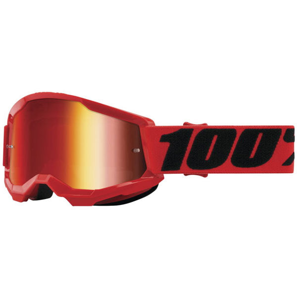Catalog studio image of 100%, Strata 2 Goggle Sale (Mirror Lens) (Youth), Goggles, SKU 610-5154, color options Black, Mirror Silver Lens, Yellow, Mirror Red Lens, Fletcher, Mirror Red Lens, Red, Mirror Red Lens