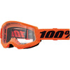 Studio image highlighting 100%, Strata 2 Goggle (Clear Lens) (Youth), Goggles, SKU 610-5253, color options Black, Neon Yellow, Neon Orange, Pink, White, Red, Blue, Yellow and more