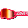 Studio photo of 100%, Strata 2 Goggle (Mirror Lens) (Youth), Goggles, SKU 610-5261, color options Neon Orange, Mirror True Gold, Black, Mirror Silver Lens, Blue, Mirror Red/Blue Lens, Neon Yellow, Mirror Pink Lens, Pink, Mirror Red Lens, Red, Mirror Red Lens, White, Mirror Silver Lens, Orange, Mirror Gold Lens and more