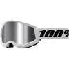 Studio image highlighting 100%, Strata 2 Goggle (Mirror Lens) (Youth), Goggles, SKU 5652100950, color options Neon Orange, Mirror True Gold, Black, Mirror Silver Lens, Blue, Mirror Red/Blue Lens, Neon Yellow, Mirror Pink Lens, Pink, Mirror Red Lens, Red, Mirror Red Lens, White, Mirror Silver Lens, Orange, Mirror Gold Lens and more