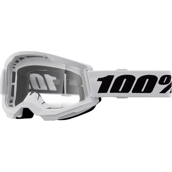 Studio image on a white background of 100%, Strata 2 Goggle (Clear Lens) (Youth), Goggles, color options Black, Neon Yellow, Neon Orange, Pink, White, Red, Blue, Yellow and more