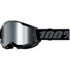 Studio photo of 100%, Strata 2 Goggle Sale (Mirror Lens) (Youth), Goggles, SKU 5652100550, color options Black, Mirror Silver Lens, Yellow, Mirror Red Lens, Fletcher, Mirror Red Lens, Red, Mirror Red Lens