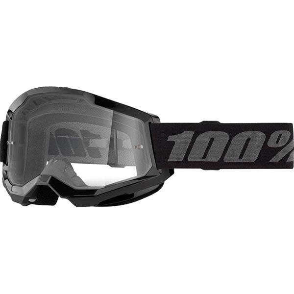 Clean studio photo on a white background of 100%, Strata 2 Goggle (Clear Lens) (Youth), Goggles, SKU 26012952, color options Black, Neon Yellow, Neon Orange, Pink, White, Red, Blue, Yellow and more