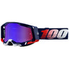 Studio product photo on a neutral background of 100%, Racecraft 2.0 Goggle (Mirror Lens), Goggles, SKU 26013217, color options Arbis, Mirror Silver Lens, Mayfair, Mirror Silver Lens, Maho, Silver Flash Lens, Concordia, Mirror Blue Lens, Airblast, Mirror Silver Lens, Blue, Mirror Blue Lens, Fremont, Mirror Blue Lens, Red, Mirror Red Lens and more