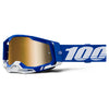 Detailed studio photograph of 100%, Racecraft 2.0 Goggle (Mirror Lens), Goggles, SKU 5632101600, color options Arbis, Mirror Silver Lens, Mayfair, Mirror Silver Lens, Maho, Silver Flash Lens, Concordia, Mirror Blue Lens, Airblast, Mirror Silver Lens, Blue, Mirror Blue Lens, Fremont, Mirror Blue Lens, Red, Mirror Red Lens and more