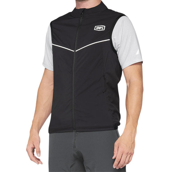 High-resolution studio image of 100%, Corridor Vest (MTB), Riding Vest, SKU 51200218, color Black, sizes SM, MD, LG, XL, Designed for Mountain Bike, BMX and E-Bike riders