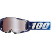 Studio photo showcasing 100%, Armega Goggle w/ HiPER Lens, Goggles, SKU 26013242, color options Crenshaw, HiPER Mirror Purple Lens, United, HiPER Mirror Red/Blue Lens, Acosta, HiPER Mirror Silver Lens, Glory, HiPER Mirror Red Lens, X-Ray, HiPER Mirror Silver Lens, Kloug, HiPER Mirror Dark Red Lens, Blacktail, HiPER Mirror Silver Lens, Racr, HiPER Mirror Silver Lens and more