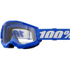 Studio photo showcasing 100%, Strata 2.0 Goggle (Clear Lens), Goggles, SKU 610-5229, color options Black, Navy, War Camo, Pink, White, Red/Red, Neon Orange, Solar Eclipse and more