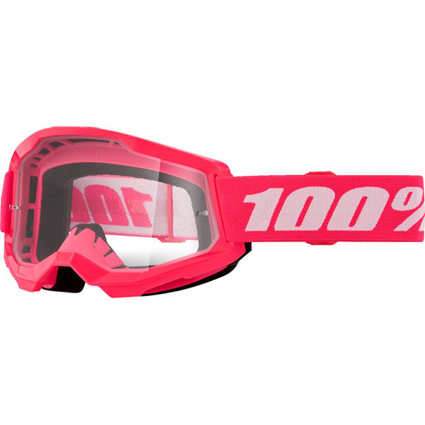 Studio image on a white background of 100%, Strata 2.0 Goggle (Clear Lens), Goggles, SKU 610-5223, color options Black, Navy, War Camo, Pink, White, Red/Red, Neon Orange, Solar Eclipse and more
