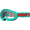 Studio image on a white background of 100%, Strata 2.0 Goggle (Clear Lens), Goggles, SKU 5651100200, color options Black, Navy, War Camo, Pink, White, Red/Red, Neon Orange, Solar Eclipse and more