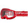 Studio image highlighting 100%, Accuri 2.0 Goggle (Clear Lens), Goggles, SKU 610-5331, color options 2028, Fairbanks, Samba, Torken, Yumiko, Ferran, Matigofun, Schrute and more