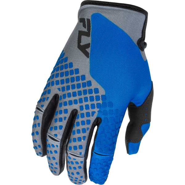 Fly Racing Kinetic Gloves (Youth) side view Colors: Blue/Grey/Black Sizes: Y-LG to Y-SM SKU:379-411 | Available at BTO Sports.