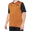 Studio photo showcasing 100%, Ridecamp Jersey (MTB), SKU 51200228, color options Charcoal/Black, Terracotta/Black, Blue/Navy, sizes SM, MD, LG, XL, Designed for Mountain Bike, BMX and E-Bike riders
