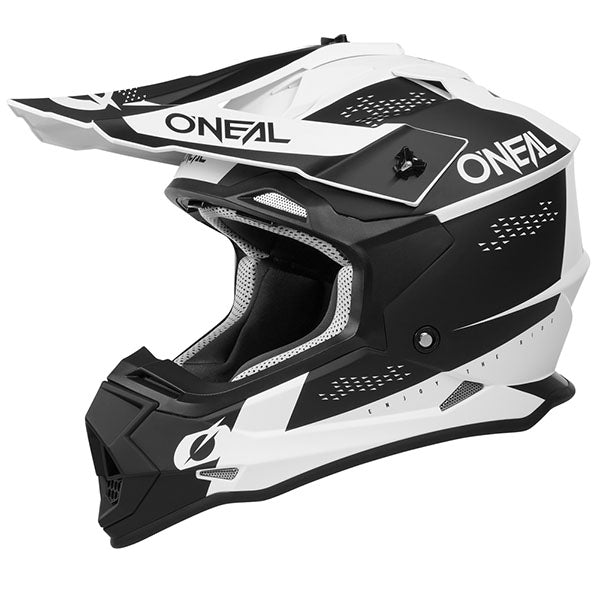 High-resolution studio image of O'Neal, 2 Series Slam V.23 Helmet, SKU 0200-511, color options Black/White, sizes XS–2X