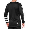 Catalog studio image of 100%, R-Core DH LS Jersey (MTB), SKU 50200082, color Black, sizes SM, MD, LG, XL, 2X, Designed for Mountain Bike, BMX and E-Bike riders