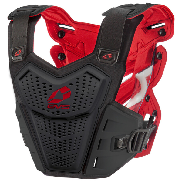 Professional studio photo of EVS - F1 Roost Protector; showing overall shape and visible design details; SKU 663-306; Colors: Black, White