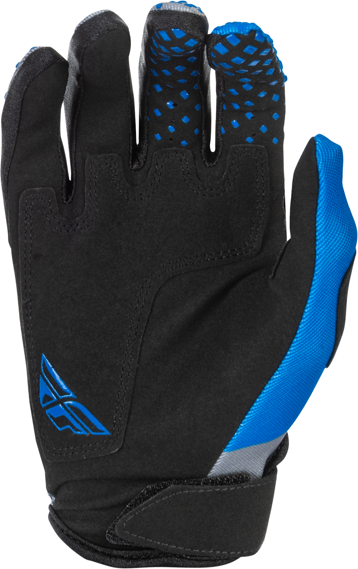 Fly Racing Kinetic Gloves front angle view Colors: Blue/Grey/Black Sizes: XS to 3X SKU:379-411 | Available at BTO Sports.