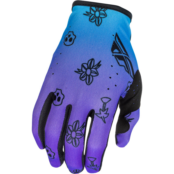 Fly Racing Lite Outline Gloves (Youth) product view Colors: Purple/Blue/Black Sizes: Y-LG to Y-SM SKU:379-715 | Available at BTO Sports.