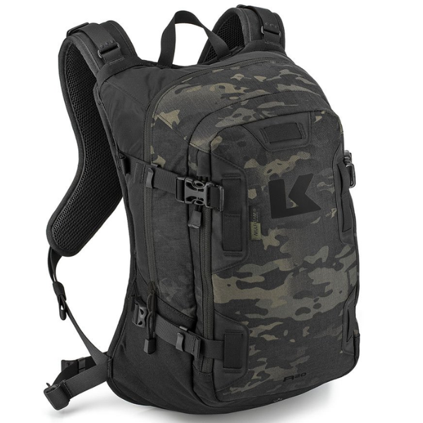 Studio photo on a white background of Kriega - R-20 Backpack; showing overall shape and visible design details; SKU 7020645420; Colors: Multicam, Black