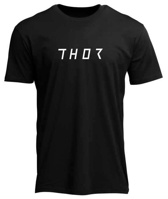 Studio photo on a white background of Thor Stamped T-Shirt; showing tee fit, printed graphics, and crew neckline; SKU 3030245; Colors: Black, White