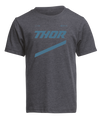 Clean studio shot of Thor Boys Brave T-shirt (Youth); showing tee fit, printed graphics, and crew neckline; SKU 303238; Colors: Charcoal, Navy