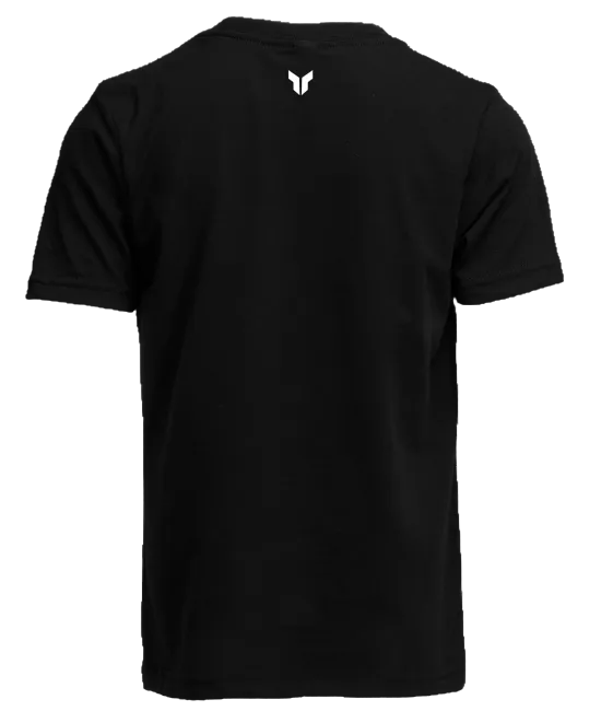 Clean studio shot of Thor Boys Forge T-Shirt (Youth); showing tee fit, printed graphics, and crew neckline; SKU 303238; Colors: Black