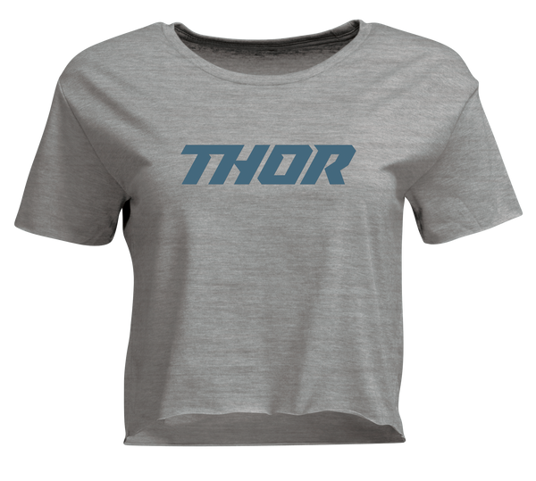 Professional studio photo of Thor Corp Crop Top Shirt (Women); showing tee fit, printed graphics, and crew neckline; SKU 303143; Sizes: S-XL
