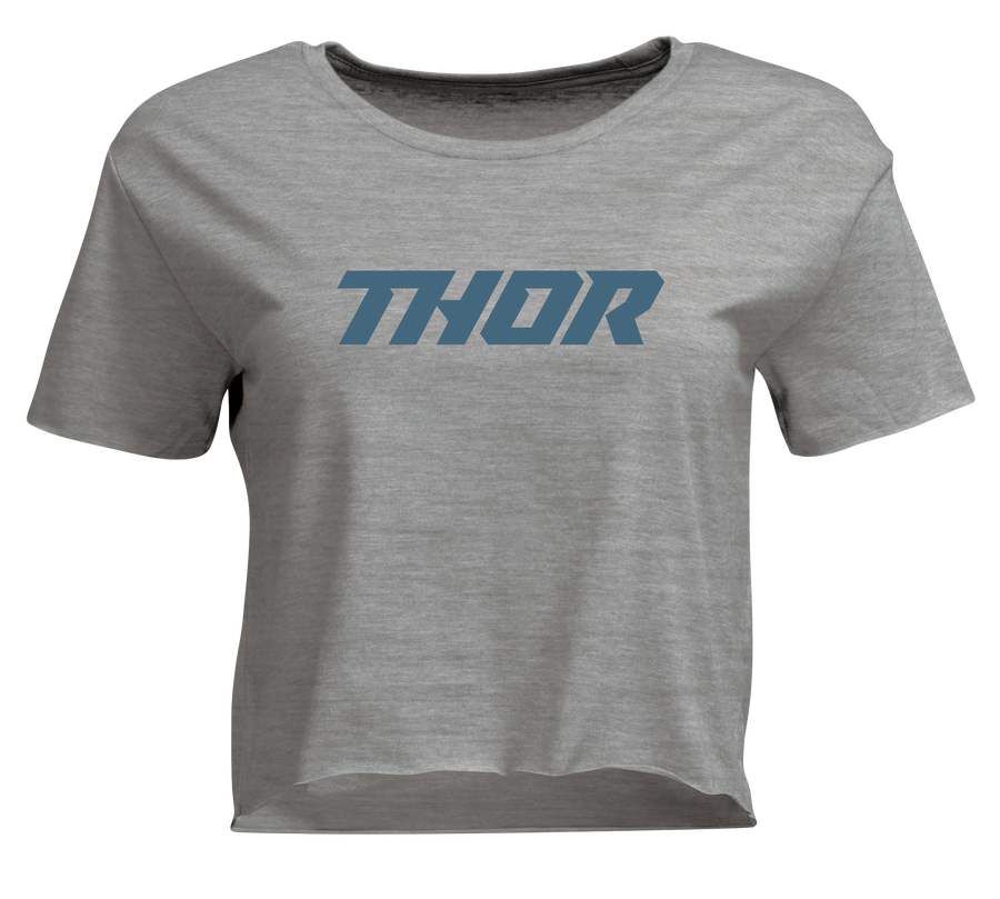Professional studio photo of Thor Corp Crop Top Shirt (Women); showing tee fit, printed graphics, and crew neckline; SKU 303143; Sizes: S-XL