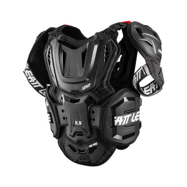 Leatt Leatt - 5.5 Pro HD Chest Protector parent SKU 50141011 - side profile with fit profile, protective panels, and material texture, designed for off-road and motocross use. Colors: Black, White Sizes: 2XL, Adult.