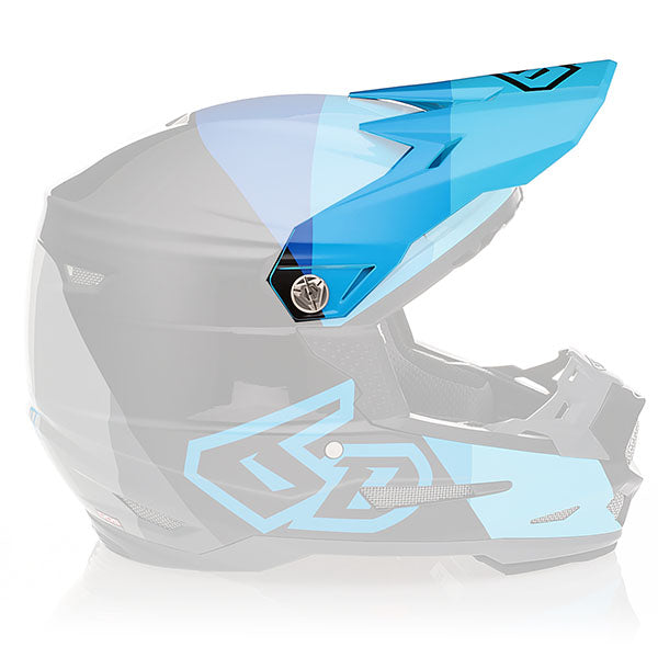 6D helmet blue cyan product view — with ODS impact management for angular and linear energy, ventilated and lightweight, 6d-atr-2-range-visor.