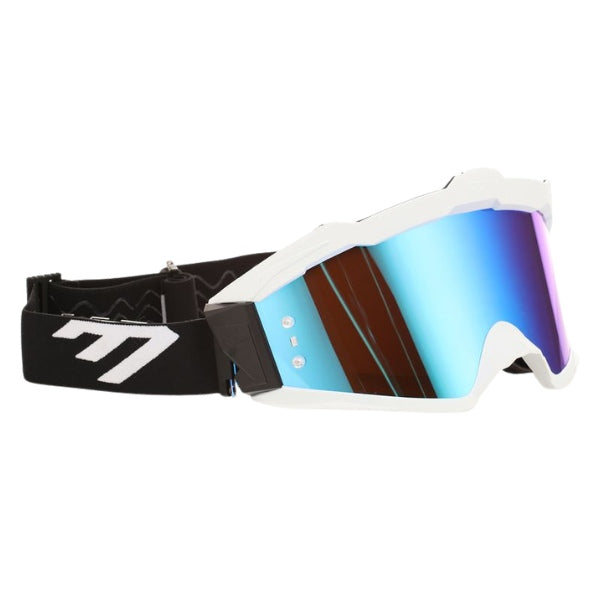 6D Helmets Max R Goggles (Mirror Lens) in White/Black with mirror blue lens SKU 40-0041