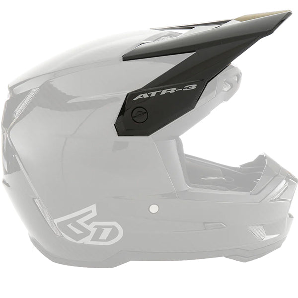 6D ATR product image in Gloss/Blk SKU 72-80. Helmet Visor, Available at BTO Sports front view, highlighting materials, construction, and product design Colors: Gloss Black, Gloss White, Gloss Black White Trim, Matte Black