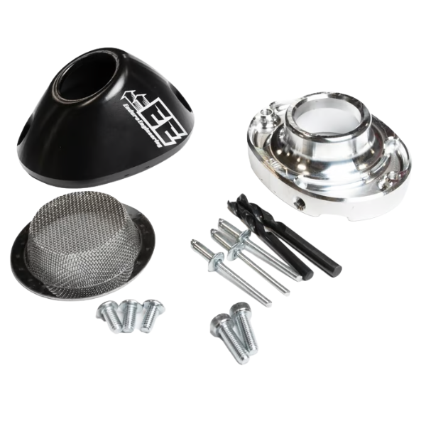 Studio photo on a white background of Enduro Engineering - 2 Stroke Spark Arrestor End Caps; showing overall shape and visible design details