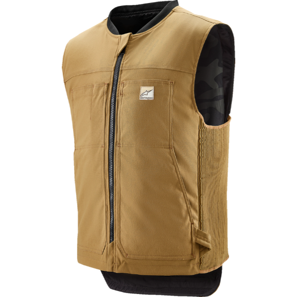 Professional studio photo of Alpinestars - Tech-Air 3 v2 Canvas Vest; showing overall shape and visible design details; SKU 270114; Colors: Tan, Black