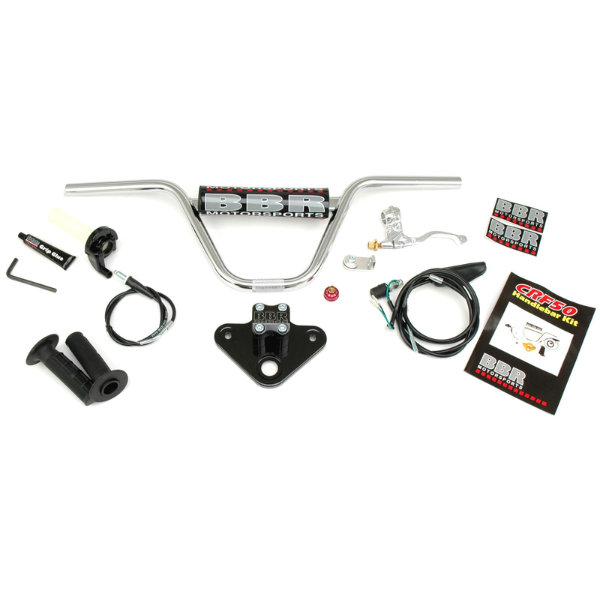 Clean studio shot of BBR, Handlebar Kits, highlighting materials, construction, and product design, Colors: Honda, Kawasaki, SKU 80-9610