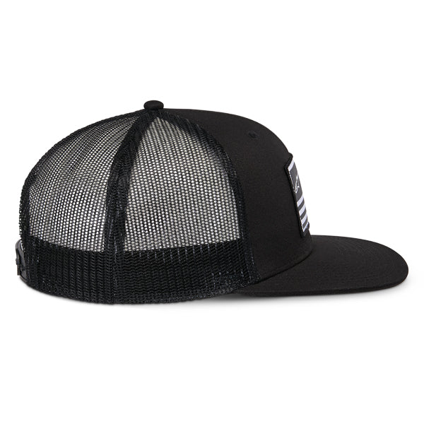 Studio photo on a white background of Alpinestars - Flag Flat Trucker Hat; showing overall shape and visible design details; SKU 482-763
